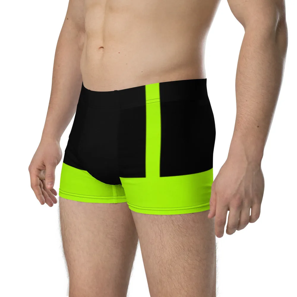 Neon Black Men's Boxer Briefs, Designer Premium Elastic Underwear For Men - Made in USA/EU/MX