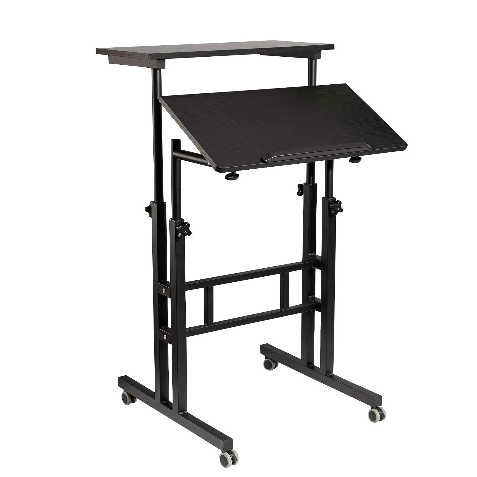 Vintage Oak Modern Adjustable Mobile Standing Desk
